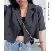 CODsack1juy6 3 colors summer new style Korean fashion solid crop short-sleeved Blazer for women