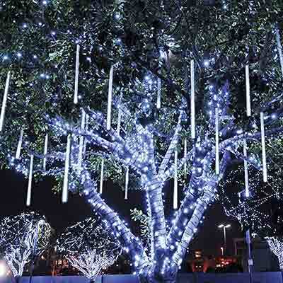 Solar wiring free meteor shower led lights lanterns flashing lights string lights starry sky outdoor waterproof hanging tree wa