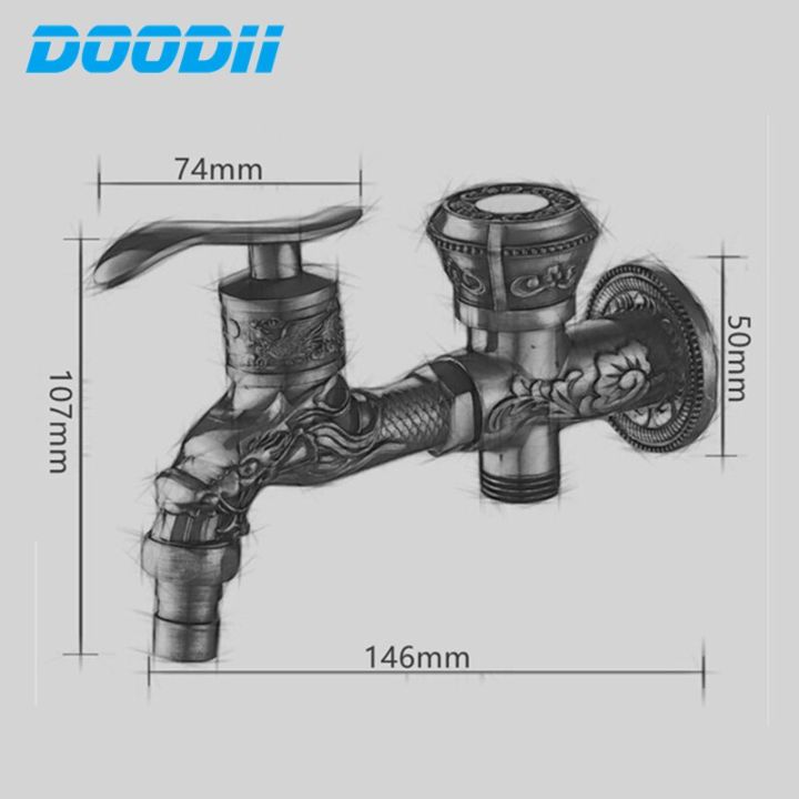 doodii-ก๊อกน้ำสังกะสีอัลลอย-เครื่องซักผ้าทองเหลืองในสวนแกะสลักติดผนังด้วยก๊อกน้ำแบบสองหัวก๊อกน้ำไม้ถูพื้นสำหรับสระน้ำสำหรับซักรีดแบบ-bibcock