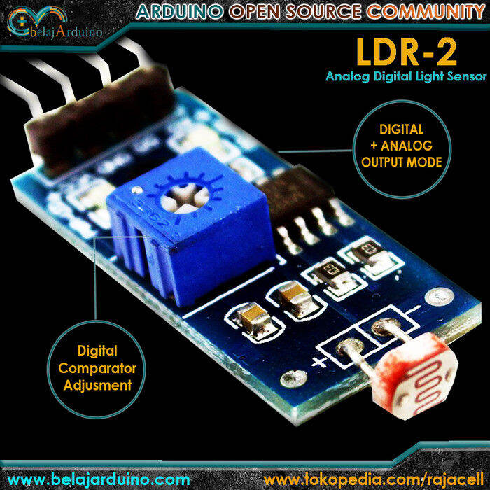 Digital & Analog Out Sensor Cahaya LDR Module Light Sensor Arduino ...