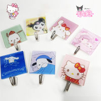 5ชิ้น Sanrio Kuromi ตะขอเหนียวอะนิเมะน่ารัก Mymelody Cinnamoroll หอพักครัวห้องน้ำเสื้อผ้าตะขอแขวนของเล่นสำหรับสาวๆ