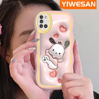 YIWESAN เคส A31ปลอกสำหรับ Samsung ลายการ์ตูนดีไซน์ใหม่3D Pochacco กรอบโปร่งใสลายกล้องถ่ายรูปเคสมือถือกันกระแทกแบบใสนิ่มเคสป้องกันอ่อนโยนแบบเรียบง่าย