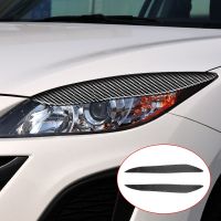 Front Headlight Eyelid Eyebrow Cover Trim For Mazda 3 2010 2011 2012 2013 Carbon Fiber Headlight Eyebrows Eyelids Trim Sticker