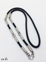 สร้อยเชือกร่มสีดำ 5 ห่วง 28 นิ้ว /  Black umbrella rope necklace 5 loops 28 inches