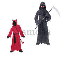 Kids Cosplay Halloween Grim Reaper Cosplay Devil Cosplay Jumpsuit Robe Carnival Costumes for Boys Girls