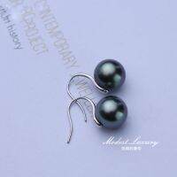 2023 Nanyang Golden Pearl Earrings Australian White Pearl Heel Earrings s925 ต่างหูเงินผู้หญิงตาฮิติไข่มุกดำ