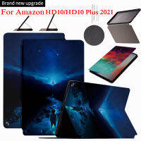 Galaxy Sarung Aurora สำหรับ Amazon HD 10 Plus 2021 11th Gen Casing Tablet สำหรับ Amazon HD10 Plus 10.1 เคสฝา2021เคสแบบพับปิดได้หนัง PU อ่อนนุ่มหินอ่อน