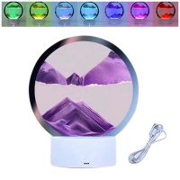 LED RGB Sandscape Lamp Moving Sand Art Night Light with 7 Colors Hourglass Light 3D Deep Sea Display Decoration