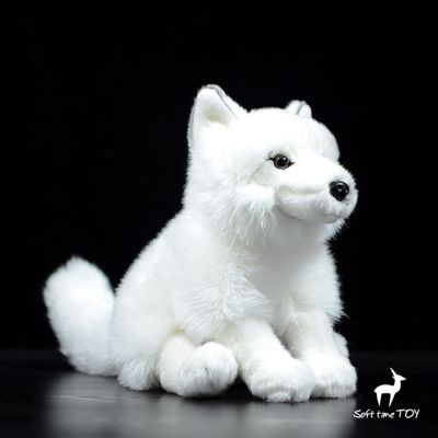 ตุ๊กตาฟ็อกซ์อาร์กติกน่ารักกำมะหยี่สีขาวของเล่นตุ๊กตาจิ้งจอกเหมือนจริงตุ๊กตาสัตว์จำลองตุ๊กตา Kawai ของขวัญของเล่นเด็ก