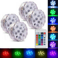 10 LED Remote Controlled RGB Underwater Lights Fairy Lights Christmas Wedding Party Decoration Disco Light Garden Lights Outdoor