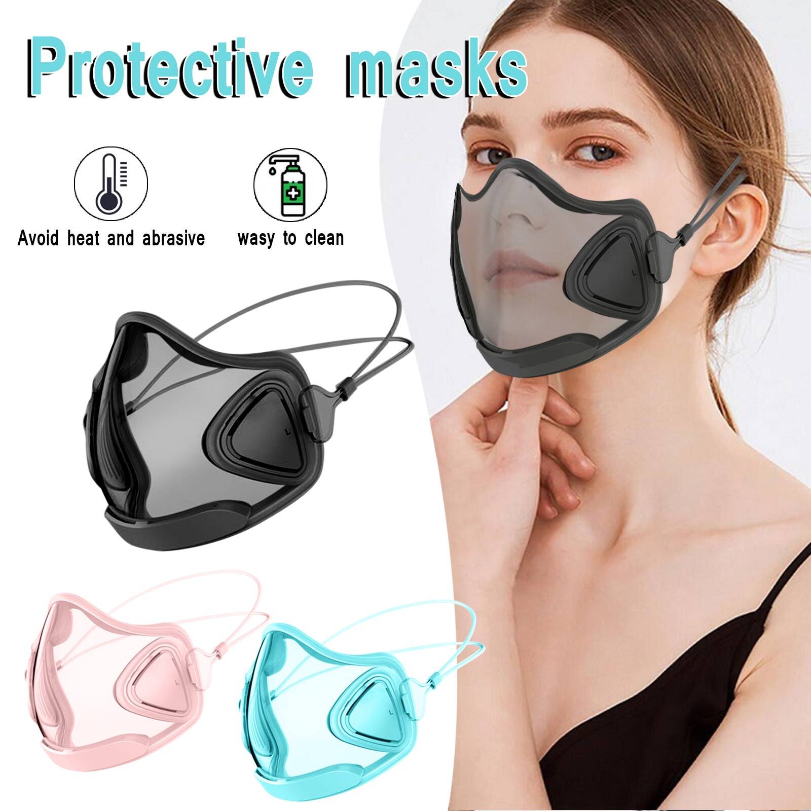 Transparent Durable Facemask Shield Combine Plastic Reusable Clear Protection 