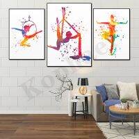 บทคัดย่อสีน้ำหญิงตั้งครรภ์โยคะ Poses Aerial Yoga Aerial Acrobatics ของขวัญสำหรับคนรักโยคะ Home Wall Decor โปสเตอร์ New