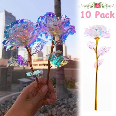 10 Pcs Galaxy Artificial Rose Infinity Rainbow Flower Perfect Gift for Valentines Day Mothers Day Birthday Wedding Anniversary