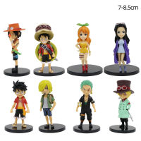 Atari 8ชิ้นเซ็ตอะนิเมะ Action FIGURE luffy Roronoa Zoro nami Sanji robin SABO Ace Cu การ์ตูนรวบรวม PVC รุ่นของขวัญ