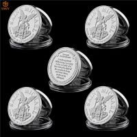 5Pcs/Lot US St. Michael Law Enforcement Archangel Prayer Silver Metal Souvenir Coin Collectible