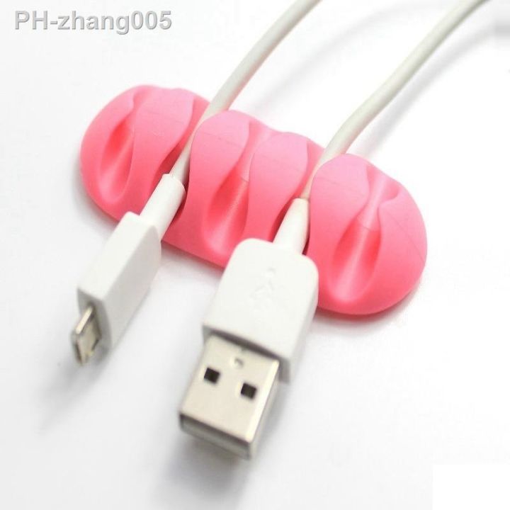 5-clip-cable-holder-silicone-cable-organizer-usb-winder-management-clips-holder-for-mouse-earphone-headset-etc-white