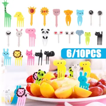 6/10 Pcs Mini Animal Food Picks for Kids Cute Food Fruit Fork