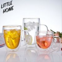 LITTLEHOME แก้วกาแฟมีหู แก้วน้ำ แก้วสองชั้น ขนาด 150 - 250 - 350 ml แก้วใส่น้ำ แก้ว Double wall Glass แก้วกันความร้อน