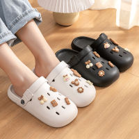 COD Step on Feet Cool Slippers for Womens Summer Outwear New Indoor Home Thick Sole Anti slip Cartoon Hole Shoes for Womens Summer