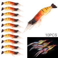 【LZ】♝  Isca de pesca de camarão artificial isca de pesca artificial de silicone macia de 10 tamanhos isca de pesca realista para anzol lula acessórios de pesca