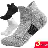 【jw】✺▣  3 Pairs Anti-slip Football Socks Men Cotton Short Tube Soccer Basketball Sport Breathable Deodorous