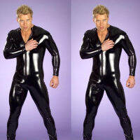 Exotic Men Shiny Wetlook PVC Latex บอดี้สูท PU หนังด้านหน้าซิป Crotch Jumpsuit ชุดชั้นใน Catsuit Clubwear เครื่องแต่งกาย S-4XL