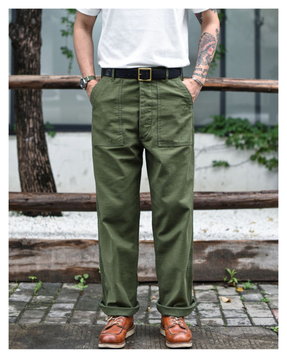 SauceZhan OG-107 Fatigue Utility Pants Classic Olive Sateen Men's Baker ...