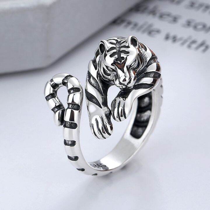 ferocious-tiger-ring-for-men-women-vintage-silver-color-animal-style-simple-trendy-jewelry-gift-adjustable-opening-rings