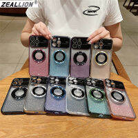 Zeallion ฝาหน้าต่างขนาดใหญ่กลิตเตอร์,เคสโทรศัพท์แม่เหล็กสำหรับ [iPhone 14 13 12 11 Pro X Xs Max XR 7 8 Plus] ฝาครอบป้องกันกล้องชาร์จไร้สาย