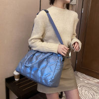 Fashion Women Space Cotton Shoulder Bags Winter Crossbody Large Capacity Quilted Travel Handbags Totes Wide Strap Shopping Pack