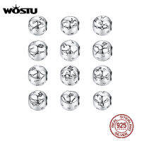 WOSTU 12กลุ่มดาวราศีเมษลูกปัดเงินแท้925 CZ เสน่ห์พอดีเดิม DIY สร้อยข้อมือลูกปัดสำหรับเครื่องประดับทำ CQC1218