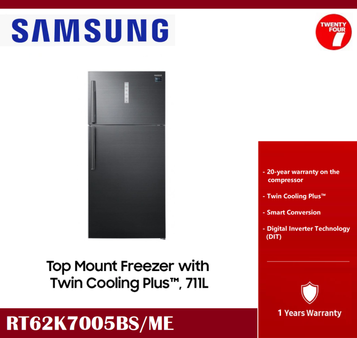 [ Delivered by Seller ] SAMSUNG 711L RT62K7005BS 2 Door Top Freezer Digital Inverter Fridge