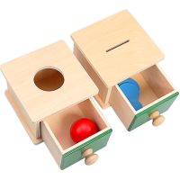 วัสดุ Montessori MatchBox Ball กล่องเหรียญกล่อง Piggy Bank ชุดของเล่นสำหรับเด็กวัยหัดเดิน Solid Wood Infant Basic Life Skill ของเล่น8-24 Mon