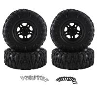 4 PCS 120mm 2.2 Beadlock Wheel Rim Tire Set Black RC Accessories for 1/10 RC Crawler Car Axial SCX10 Wraith Capra RR10 RBX10 Traxxas TRX4