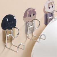 Wall Mounted Washbasin Storage Hooks Cartoon Cat Self-adhesive Hooks Holders Bathroom Basin Storage Rack Save Space Hooks Adhesives Tape