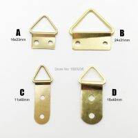 【cw】 50pcs Golden Triangle D-Ring Photo Picture Frame Hanger Hang Oil Painting Mirror Art Work Hooks Double 2 Holes with screws ！