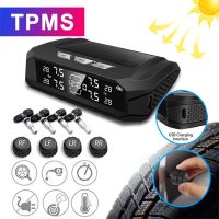 ระบบควบคุมสัญญาณเตือนแรงดันลมยางรถโซลาร์tpms หน้าจอดิจิตอลอุณหภูมิยางระบบเตือนภัยอัตโนมัติพร้อมเซ็นเซอร์4/6 8บาร์