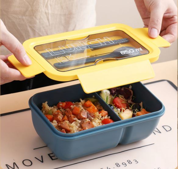 กล่องข้าว-กล่องอาหาร-กล่องใส่ข้าว-กล่องใส่อาหาร-กล่องข้าว2ช่อง-ฟรีตะเกียบกับช้อน-ที่ใส่อาหาร-lunch-box-กล่องฝาล็อก-พร้อมส่งจากไทย