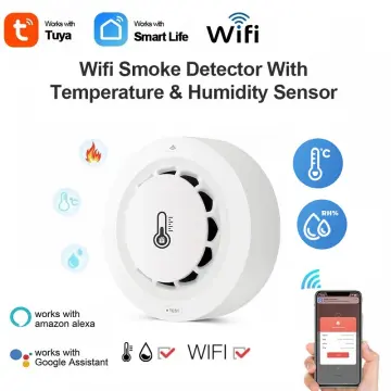 SMATRUL Tuya Smart Smoke Detector, WiFi Fire Sensor Alarm with Temperature and Humidity Detection