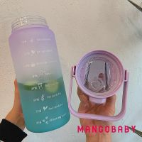 MG-Gradient Color Sport Water Bottle, Large Capacity Translucent Fitness Kettle with Time Marker