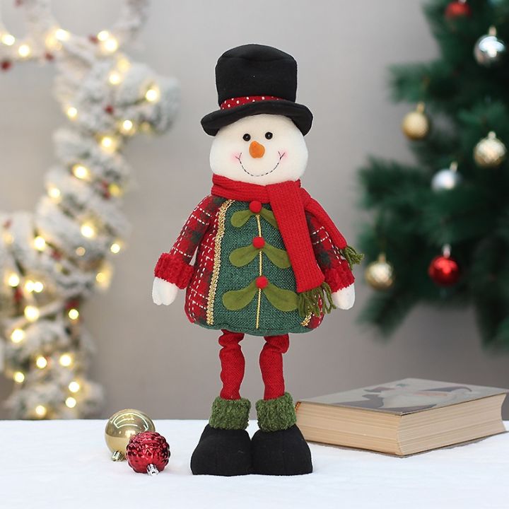 ผ้าคริสต์มาสยืดไสลด์ตุ๊กตาหิมะเอลค์ผู้สูงอายุเครื่องประดับตกแต่งคริสต์มาส