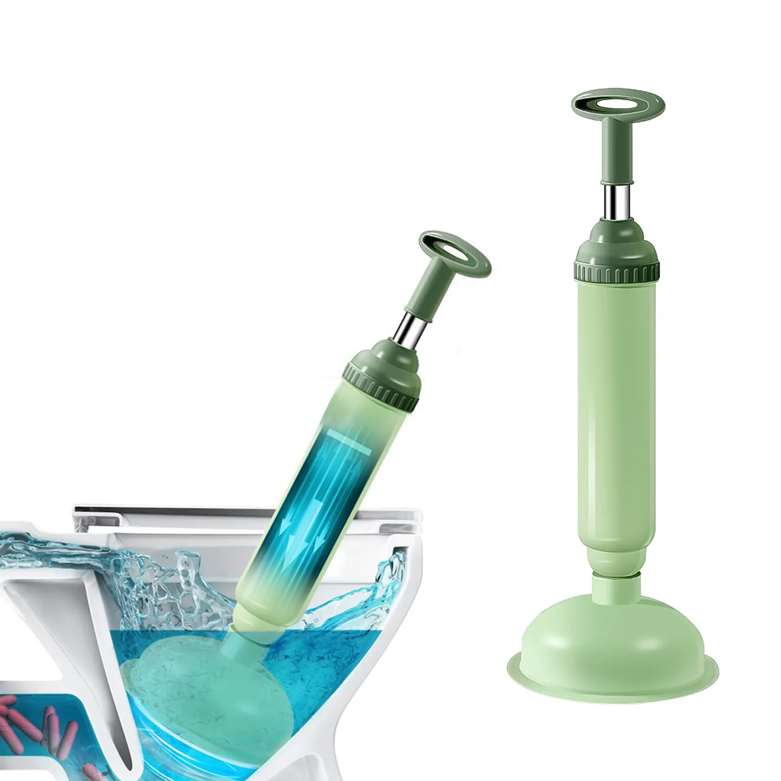 Compact Plunger Powerful Ergonomic Handle Bathroom Kitchen Sink Bathtub