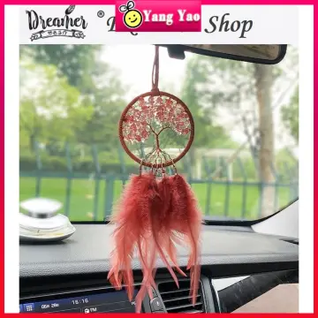 MINI-FACTORY Car Mirror Hanging Accessories Rearview Mirror Hanging  Decoration Pink Dream Catcher Decor for Car / Home / Office