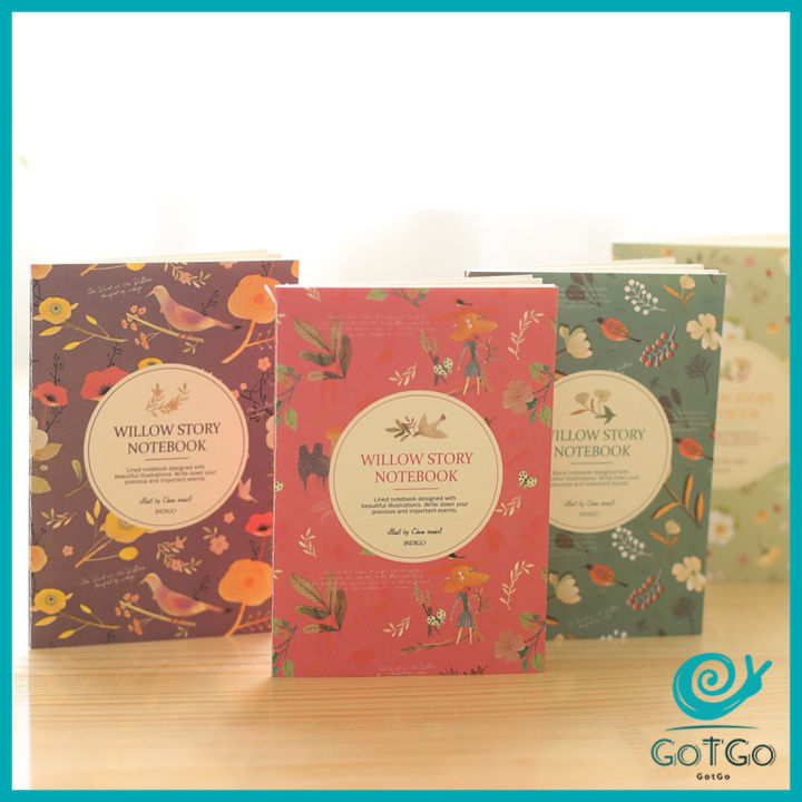 gotgo-สมุดโน๊ต-ลายดอกไม้-ลายเส้นกริด-ราคาถูก-สมุดเส้นตาราง-12-x-8-5-cm-สมุดบันทึกโน๊ตเล่มเล็ก-เครื่องเขียนน่ารัก-willow-story-มีสินค้าพร้อมส่ง