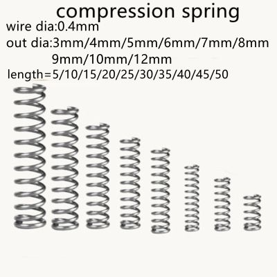 ₪✘┋ 10-20pcs 0.4mm compression spring outer diameter 3mm to 12mm Stainless Steel Micro Small Compression spring