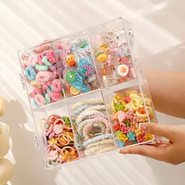 Transparent Hair Accessories Organizer Dustproof Rubber Band Hairpin  Dressing Box Large Capacity Jewelry Case Storage Box