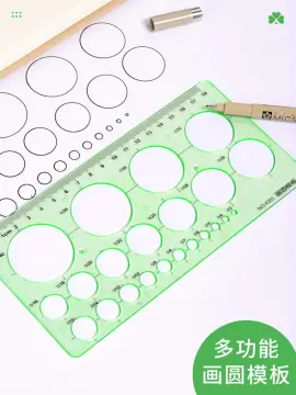 Green Plastic Students Rectangle Shape Drawing Circle Template Ruler