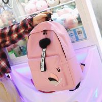 【Lanse store】Backpack For Women Girl Men 2022 Designer Simple Pink Korean Fashion Cheap Back To School Black Small Canvas Stitch Schoolbag