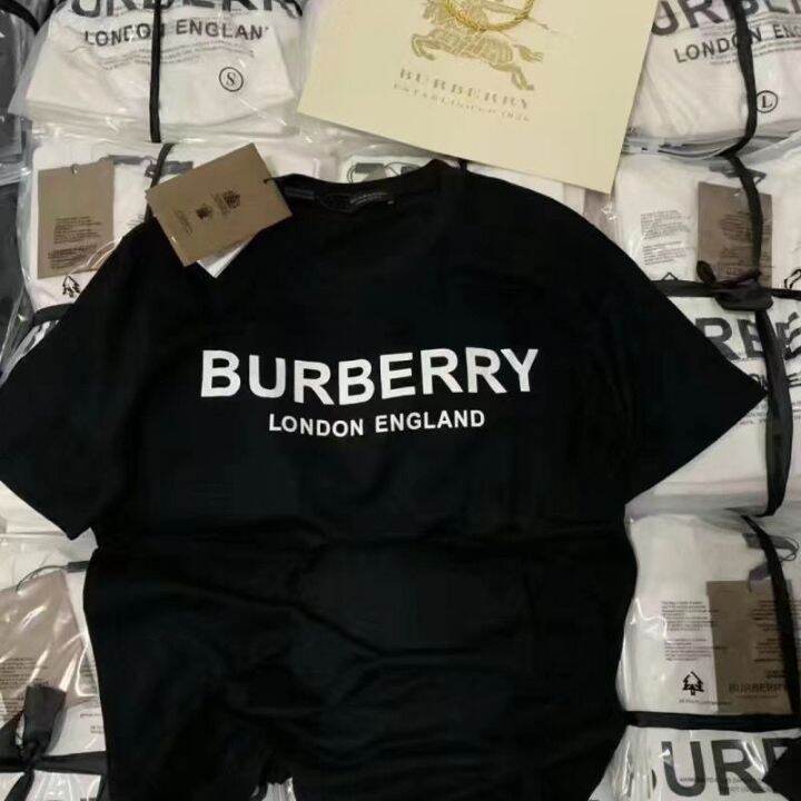 hot-sale-burberry-burberry-lt-tag-collar-label-gt-เสื้อยืดแขนสั้น-คอกลม-ผ้าฝ้ายแท้-ทรงหลวม-สไตล์คลาสสิก-สําหรับผู้ชาย-และผู้หญิง