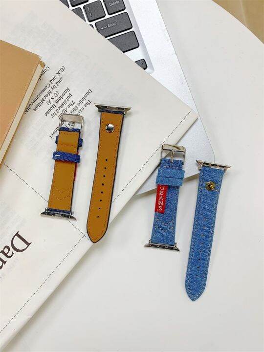 hot-sale-suitable-for-8-7-generation-41-retro-embroidery-denim-strap-simple-niche-iwatch56se-leather